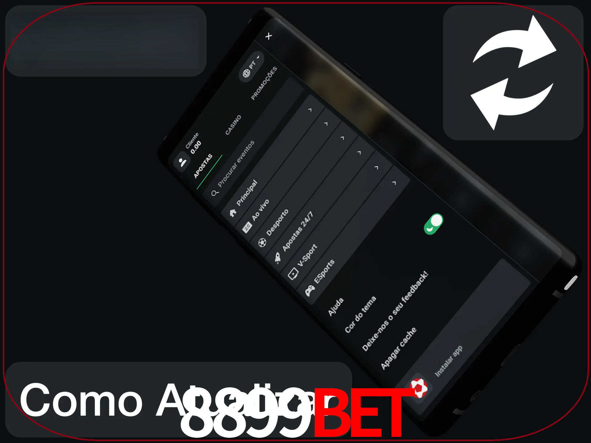 O aplicativo é atualizado automaticamente quando você faz o login.