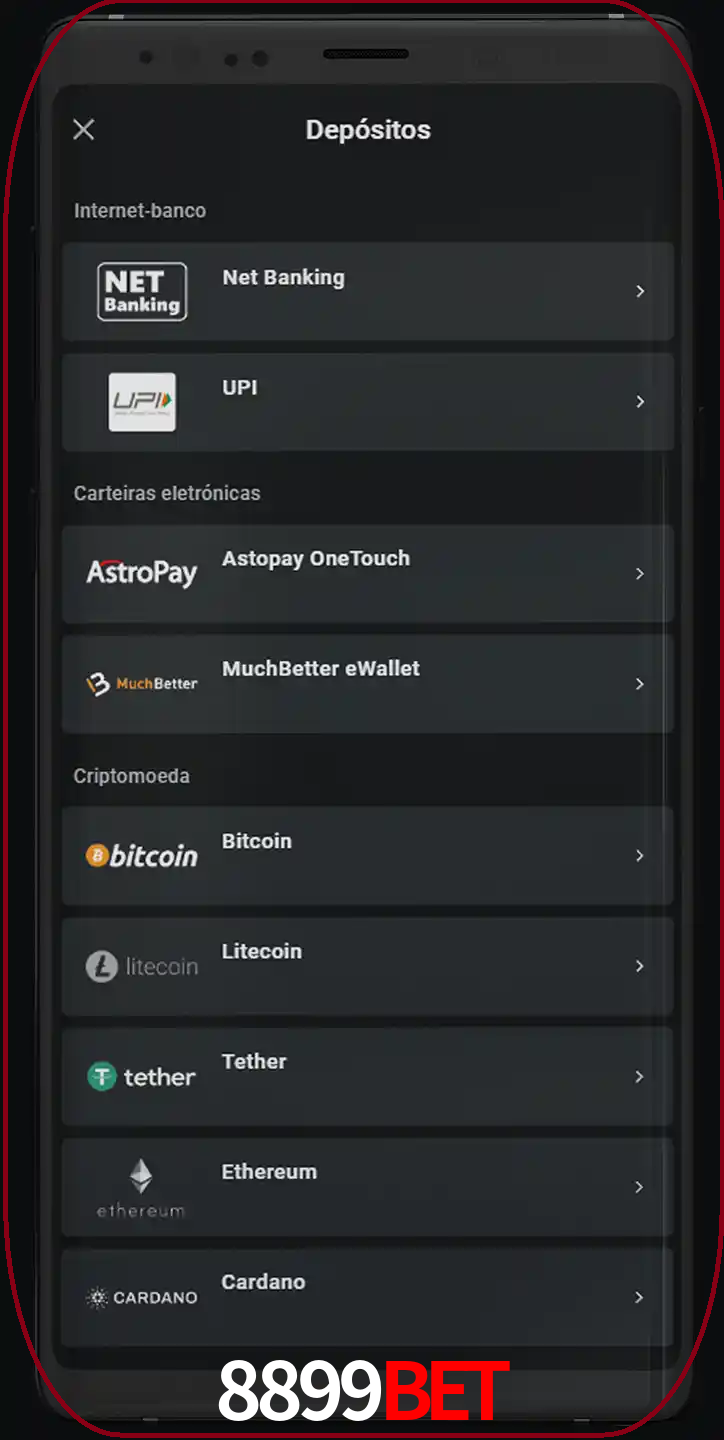 Você pode usar métodos alternativos de depósito.