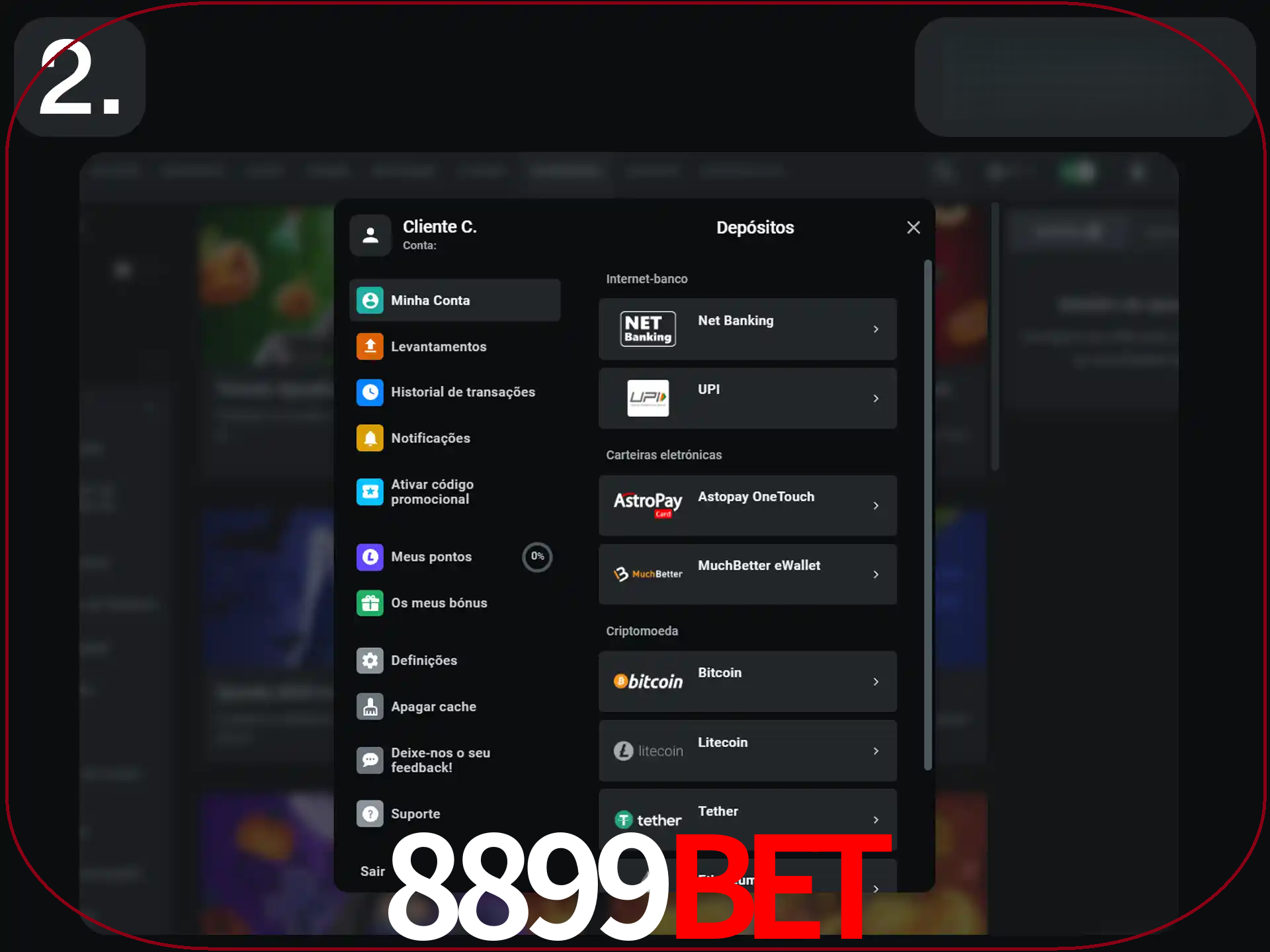 Clique na forma de pagamento preferida.