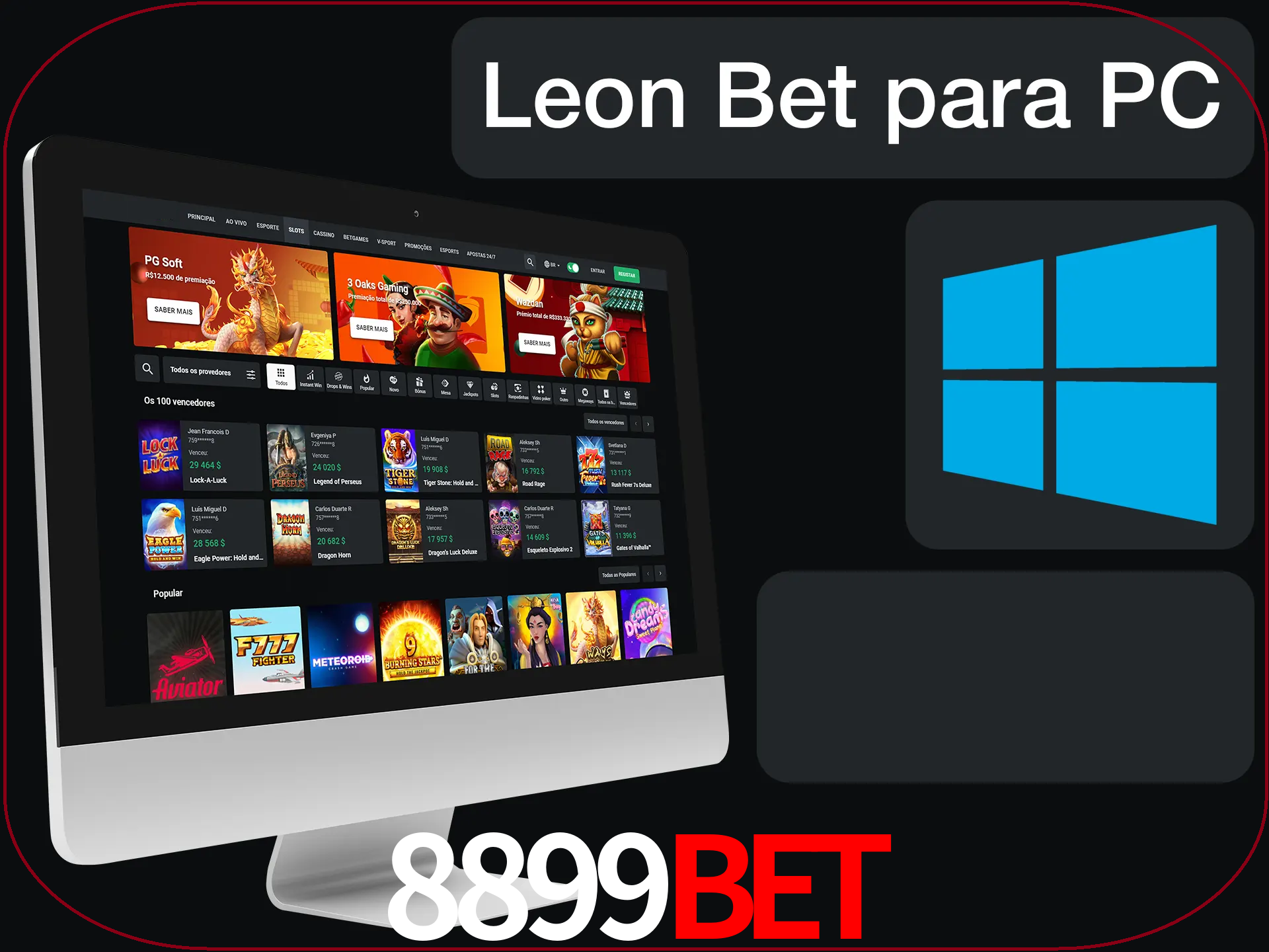 Aposte e jogue em nosso cassino usando o PC.